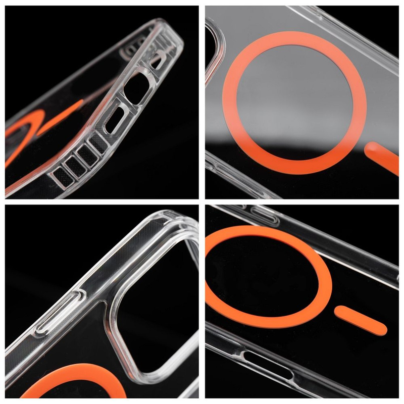 Drop Glue Colorful Ring Mag Cover kompatybilny z MagSafe pasuje do IPHONE 14 pomarańczowy