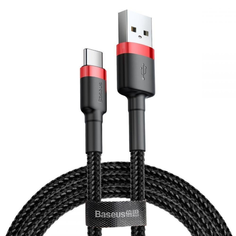 Baseus Cafule Cable - Kabel do ładowania i transmisji danych USB do USB-C 2 A, 2 m (czerwony/czarny)