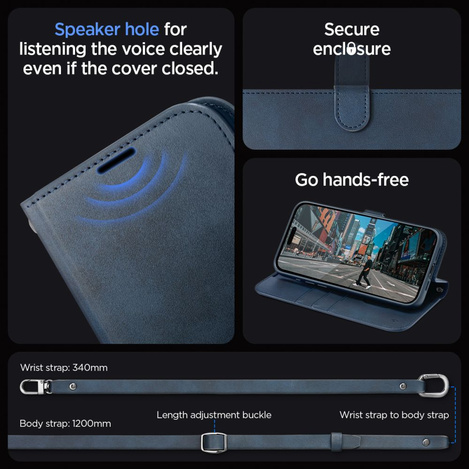 Spigen Wallet S Pro case for iPhone 15 Pro - navy blue