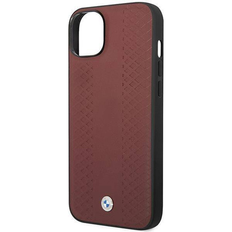 Oryginalne Etui IPHONE 14 BMW Leather Diamond Pattern (BMHCP14S22RFGR) burgundowe
