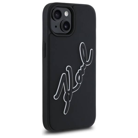 Etui Karl Lagerfeld 3D Rubber Signature na iPhone 15 - czarne