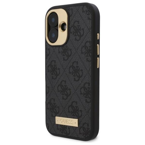 Original Case IPHONE 16 Guess Hardcase 4G Logo Plate MagSafe (GUHMP16SU4GPRK) black