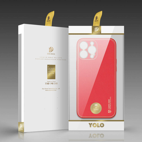 Dux Ducis Yolo eleganckie etui pokrowiec ze skóry ekologicznej iPhone 13 Pro czerwony