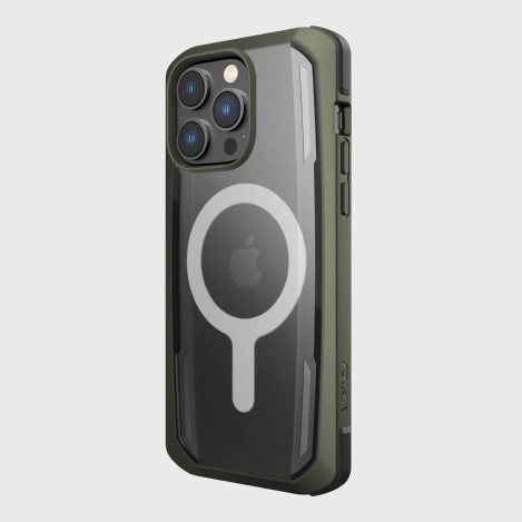 Raptic X-Doria Secure Case iPhone 14 Pro mit gepanzerter MagSafe-Hülle grün