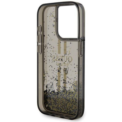 Oryginalne Etui GUESS Hardcase GUHCP15LLFCSEGK do iPhone 15 Pro (Liquid Glitter Gold Stripes / czarny)