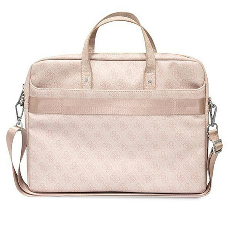 Oryginalne Etui LAPTOP 16" Guess Saffiano 4G Hot Stamp Triangle Logo różowe