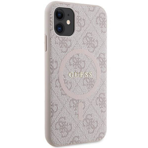 Oryginalne Etui GUESS Hardcase GUHMN61G4GFRP do iPhone 11 (Kompatybilny z Magsafe / 4G Ring classic logo / różowy)