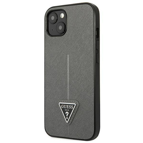 Oryginalne Etui IPHONE 13 Guess Hardcase Saffianotriangle Logo (GUHCP13MPSATLG) srebrne