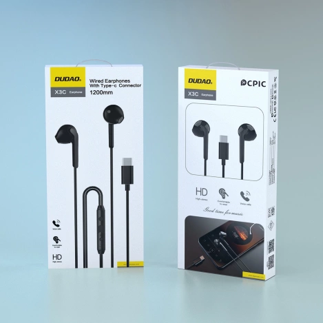 Dudao X3C In-Ear-Kopfhörer mit USB-C und Kabel, 1,2 m – Schwarz