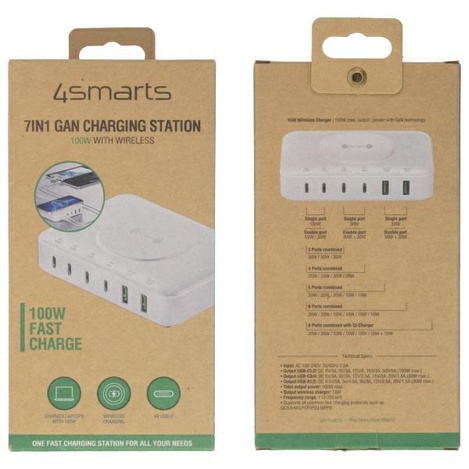 4smarts Stacja ładująca 7w1 100W          z ładowaniem bezprzewodowym biały/white 540570