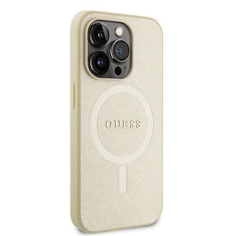 Guess GUHMP15LPSAHMCB iPhone 15 Pro 6,1&quot; Gold/Gold Hardcase Saffiano MagSafe