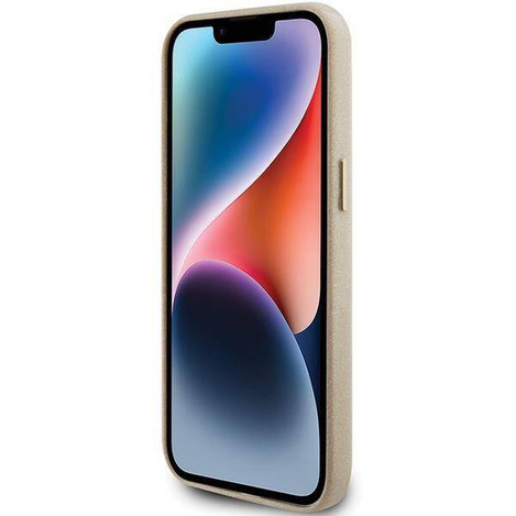 Guess Glitter Glossy Script Hülle für iPhone 15 Pro – Gold