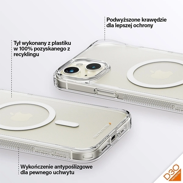 PanzerGlass HardCase mit MagSafe mit D3O und Militärzertifizierung für iPhone 15 Plus / 14 Plus – Transparent