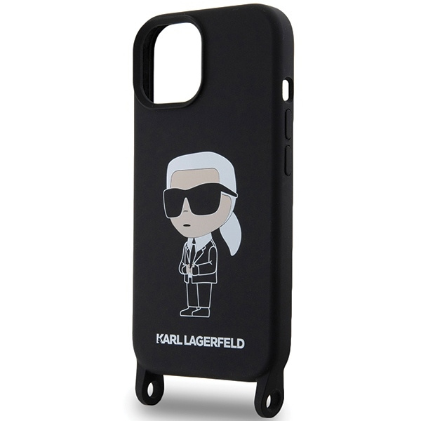 Karl Lagerfeld KLHCP15SSCBSKNK iPhone 15 6,1" Hardcase schwarz/schwarz Crossbody Silikon Ikonik
