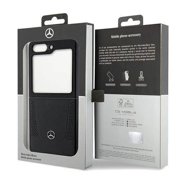 Original Handyhülle SAMSUNG GALAXY Z FLIP 5 Mercedes Hardcase Leather Urban (MEHCZF5ARMBK) schwarz