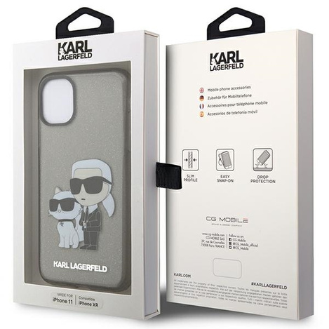 Original Case IPHONE 11 / XR Karl Lagerfeld Hardcase Gliter Karl&Choupette (KLHCN61HNKCTGK) black