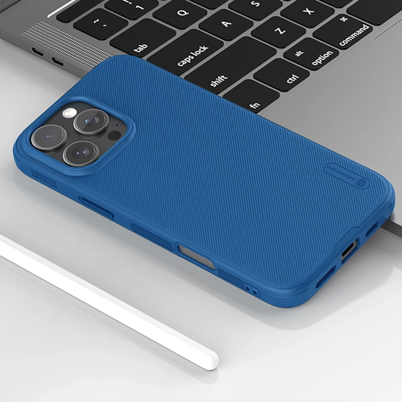 Nillkin Super Frosted Shield Pro magnetische Hülle für iPhone 16 Pro – blau