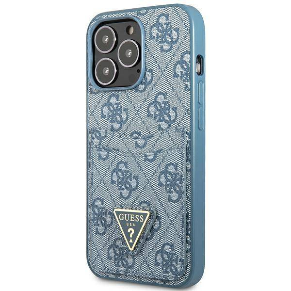 Case IPHONE 13 PRO Guess Hardcase 4G Triangle Logo Cardslot (GUHCP13LP4TPB) blue