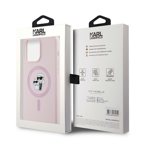 Oryginalne Etui KARL LAGERFELD hardcase Silicone Karl & Choupette MagSafe KLHMP15LSCMKCRHP do Iphone 15 Pro różowy