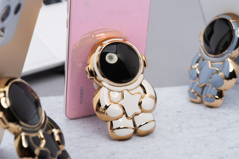 Stojak na telefon ASTRONAUTA - naklejany - biały