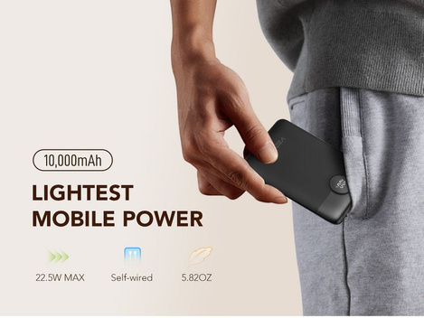 Bateria zewnętrzna (Powerbank) VEGER C11 BEST - 10 000mAh LCD z kablem Typ C + Apple Lightning 8-pin QC3.0 PD 22,5W (W1170)