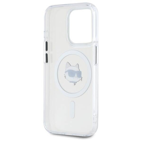 Etui Karl Lagerfeld IML Metal Choupette Head MagSafe na iPhone 15 Pro - białe