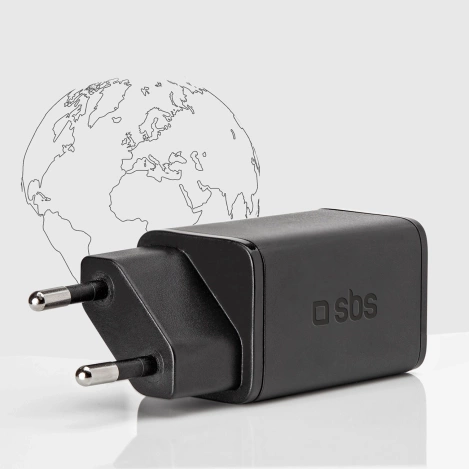 SBS TETRGAN1C45W 45-W-GaN-USB-C-Wandladegerät mit Power Delivery – Schwarz