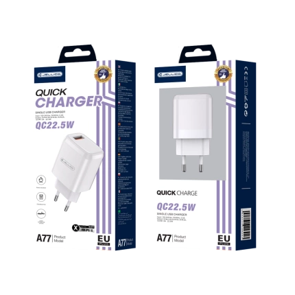 JELLICO wall charger A77 22,5W 1xUSB QC3.0 + cable Lightning White