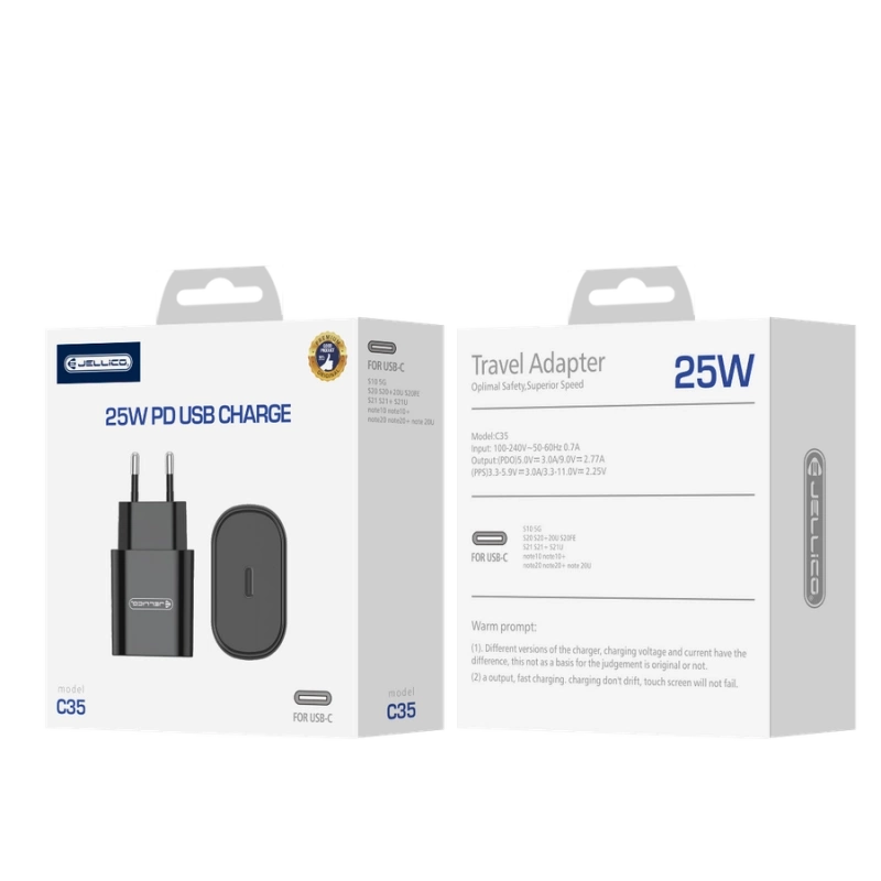 JELLICO ładowarka sieciowa C35 PD 25W 1xUSB-C Czarny