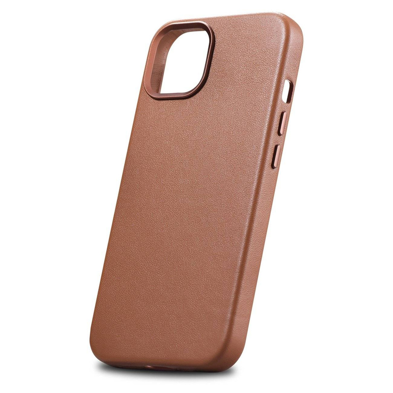 iCarer Case Leather genuine leather case cover for iPhone 14 Plus brown (MagSafe compatible)