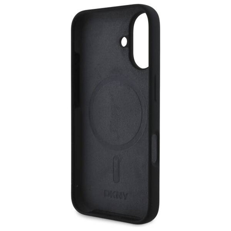 Original Case IPHONE 16 DKNY Hardcase Silicone White Printed Logo MagSafe (DKHMP16SSNYACH) black