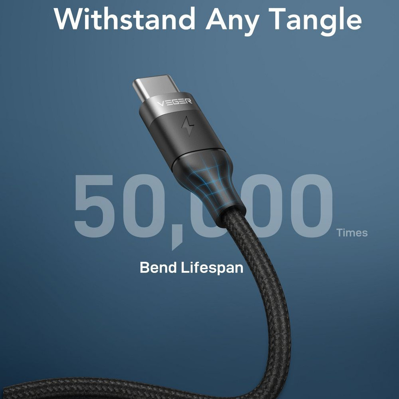 VEGER kabel Typ C do Typ C PD  100W 5A CC02 1,5m czarny