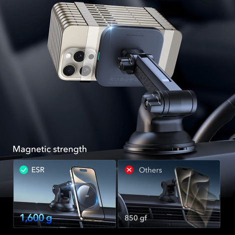 ESR HALOLOCK MAGNETIC MAGSAFE DASHBOARD CAR MOUNT WIRELESS CHARGER QI2 15W BLACK
