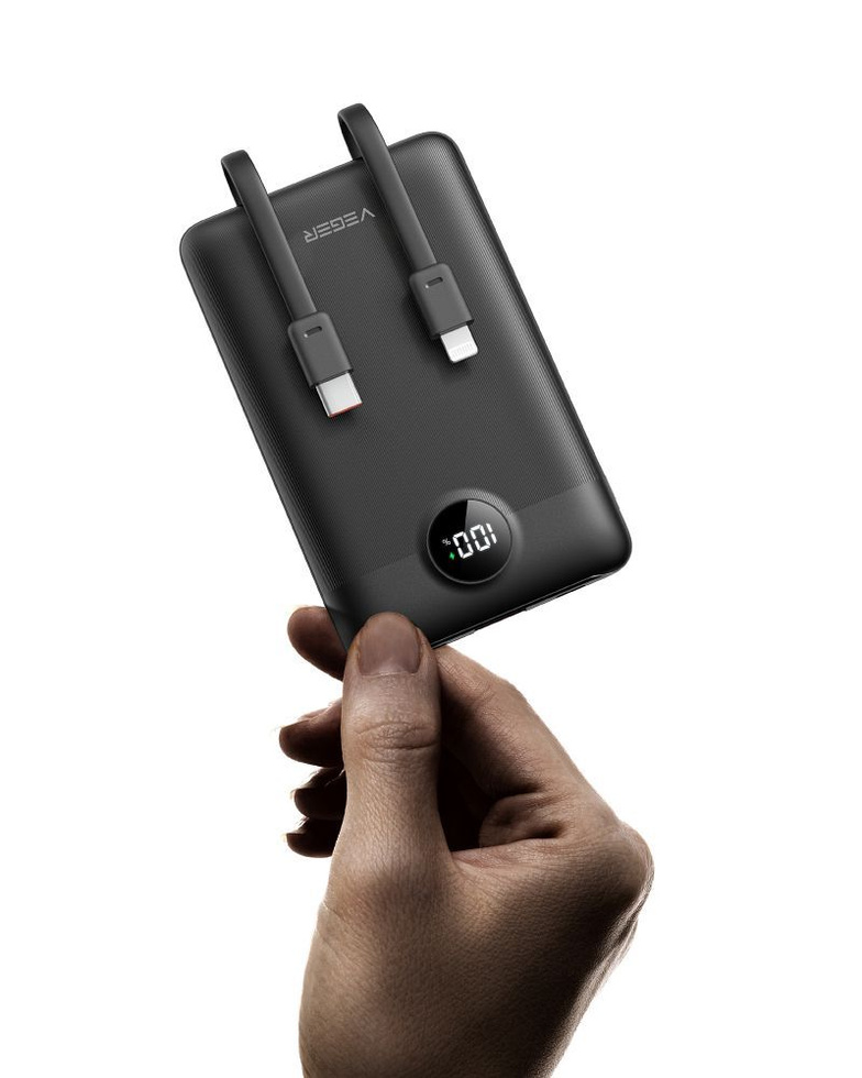 Bateria zewnętrzna (Powerbank) VEGER C11 BEST - 10 000mAh LCD z kablem Typ C + Apple Lightning 8-pin QC3.0 PD 22,5W (W1170)