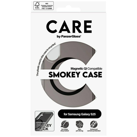 CARE by PanzerGlass Flagship Urban Combat Black QI-Hülle für Samsung Galaxy S25 – durchscheinender Rauch
