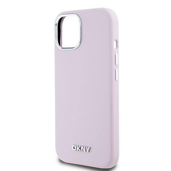 Etui DKNY Liquid Silicone Small Metal Logo MagSafe na iPhone 14 / 15 / 13 - różowe