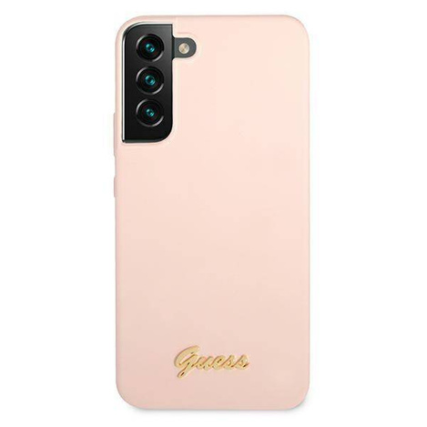 Guess GUHCS22MLSLMGPP S22 + S906 rosa / rosa Hardcase Silikon-Schriftzug Metall-Logo