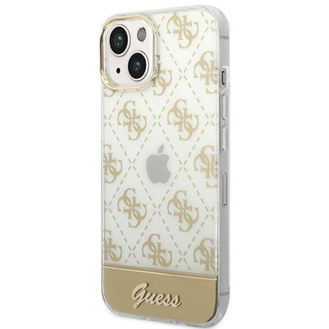 Original Handyhülle IPHONE 14 PLUS Guess Hardcase 4G Pattern Script gold
