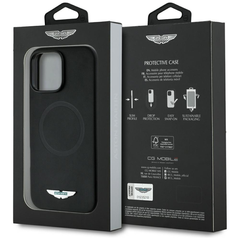 Etui Aston Martin HC FW Logo do iPhone    16 Pro Max MagSafe czarny
