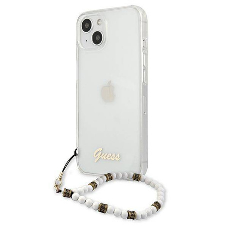 Guess nakładka do iPhone 13 Mini 5,4" GUHCP13SKPSWH przeźroczysta hard case White Pearl