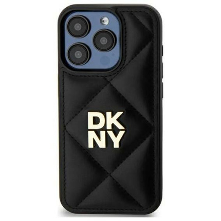 Original Handyhülle IPHONE 15 PLUS DKNY Quilted Stack Logo (DKHCP15MPQDSLK) schwarz
