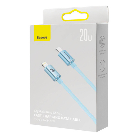 Baseus Crystal Shine Series USB Type C cable - Lightning Fast Charging Power Delivery 20W 1.2m blue (CAJY001303)