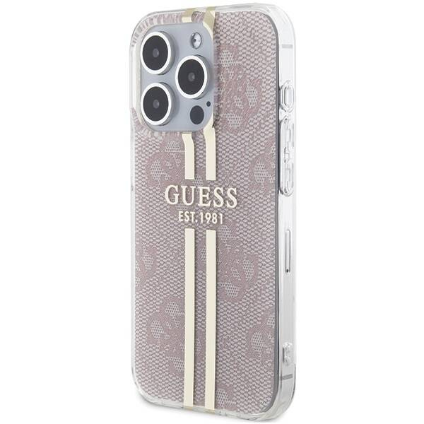 Oryginalne Etui GUESS IML 4G Gold Stripe GUHCP14XH4PSEGP do Iphone 14 Pro Max różowy