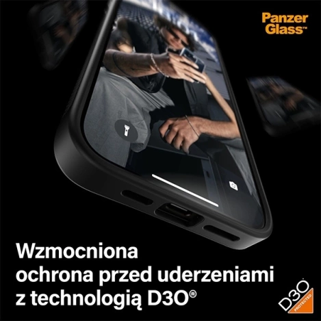 PanzerGlass ClearCase Hülle für iPhone 15 Pro Max mit Militärzertifizierung – Transparent und Schwarz