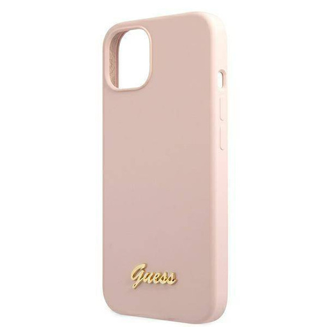 Guess GUHMP13MLSLMGLP iPhone 13 6.1 &quot;Hellrosa / Hellrosa Hardcase Silikonschrift Gold Logo Magsafe