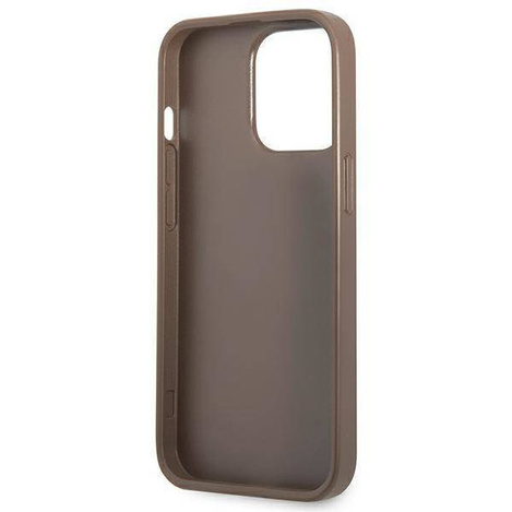 Etui IPHONE 13 PRO Guess Hardcase 4G Triangle Logo Cardslot (GUHCP13LP4TPW) brązowe