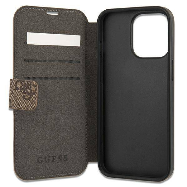 Guess etui do iPhone 13 Pro / 13 6,1" GUBKP13L4GMGBR brązowy book case 4G Big Metal Logo