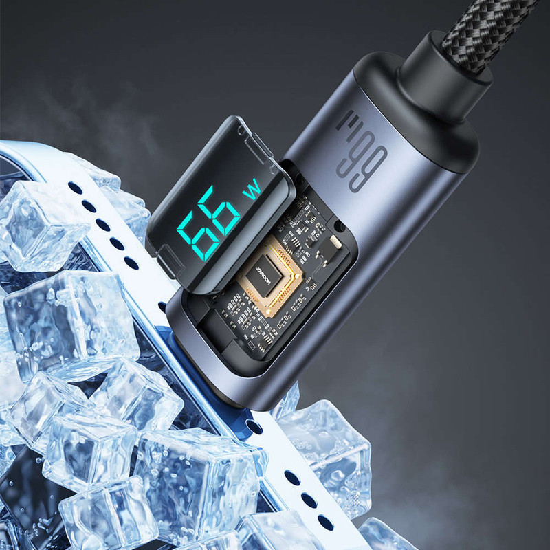 USB C - USB A Kabel 66W 1,2m mit LED-Anzeige Joyroom S-AC066A16 - Schwarz