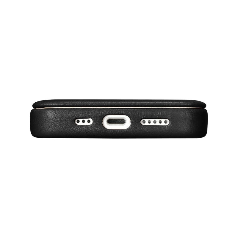 iCarer CE Premium Leather Folio Case skórzane etui iPhone 14 Plus z klapką magnetyczne MagSafe czarny (WMI14220715-BK)