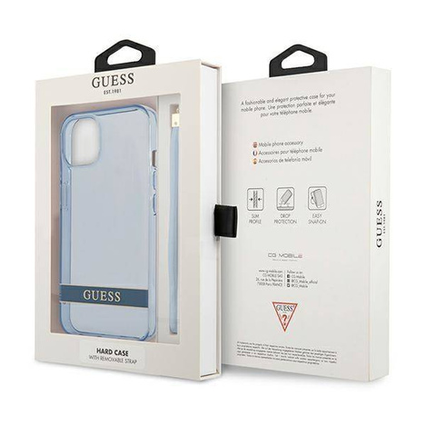 Schutzhülle IPHONE 13 MINI Guess Hardcase Translucent Stap (GUHCP13SHTSGSB) blau